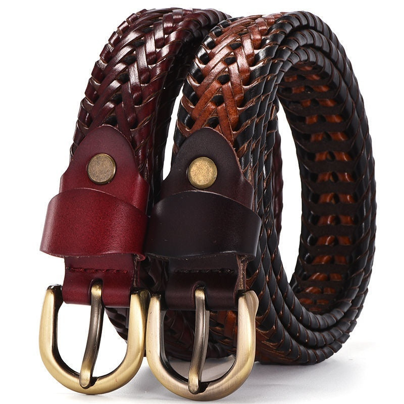 Handmade Leather Pin Buckle Belt – Casual Couple Style