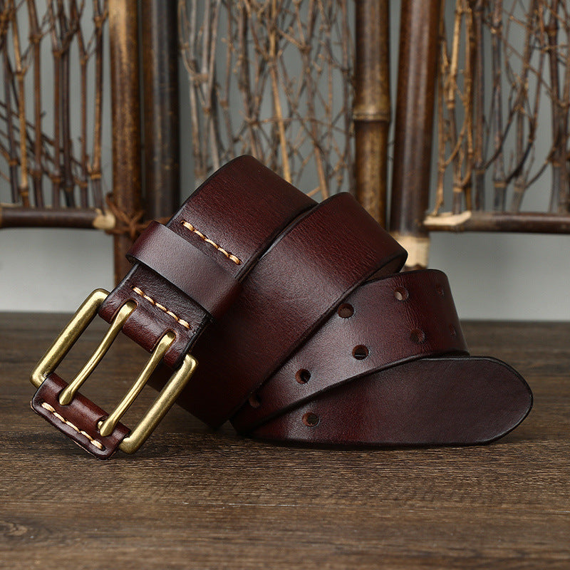 Men’s 1.5 Inch Double Prong Leather Jeans Belt