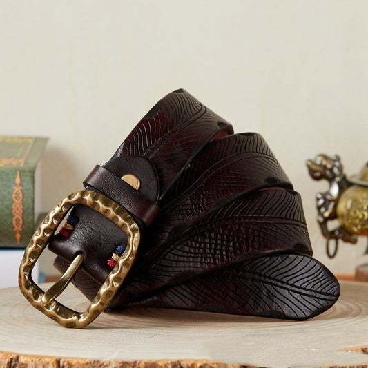 Street Style Cowhide Leather Belt - Bold Everyday Fit