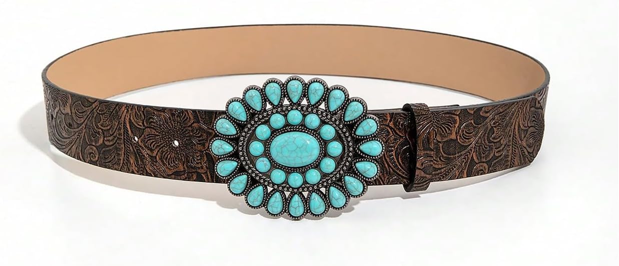 Women's Vintage Turquoise Buckle Waist Belt