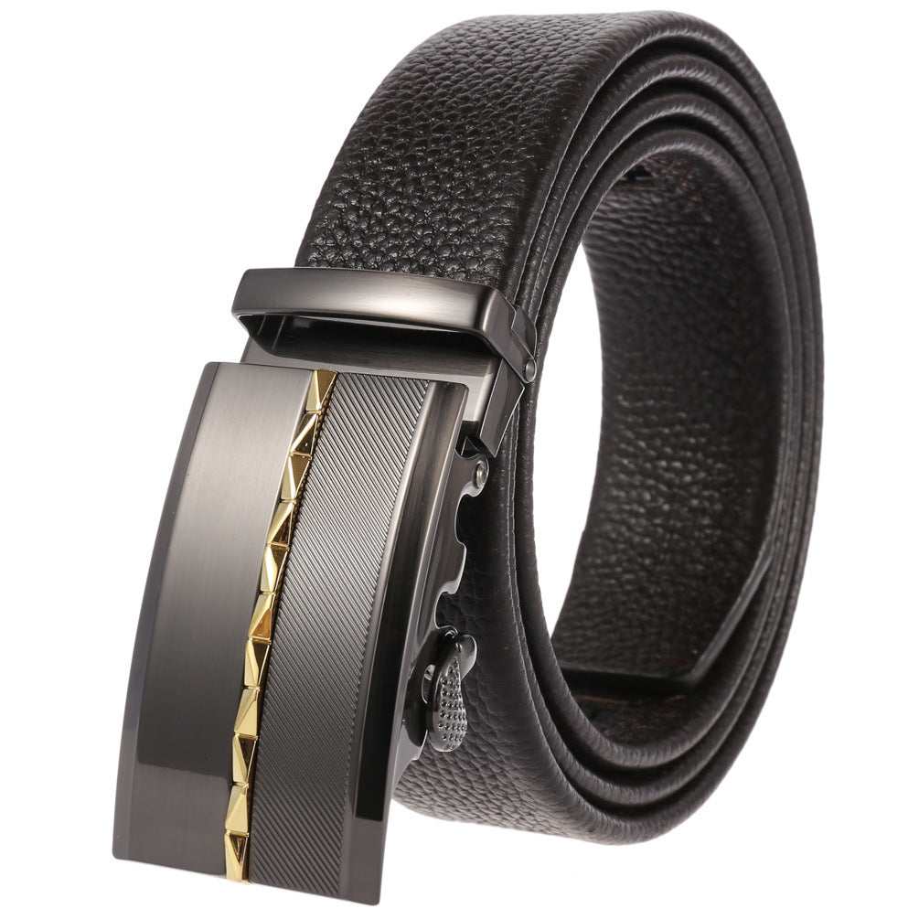 Men’s Statement Leather Ratchet Belt with Automatic Buckle