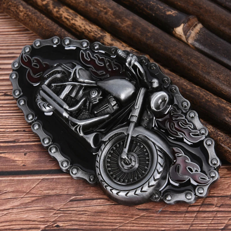 Men's Vintage Motorcycle Biker Belt Buckle - Alloy Flame Cowboy Style