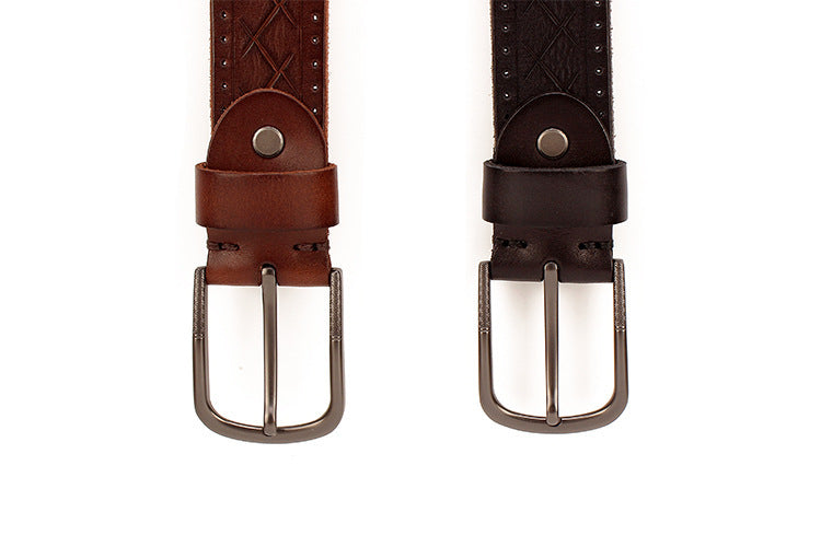 Men's Leather Pin Buckle Belt – Head Layer Cowhide