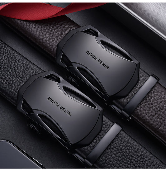 Men’s Business Leather Ratchet Belt - Sleek Automatic Fit