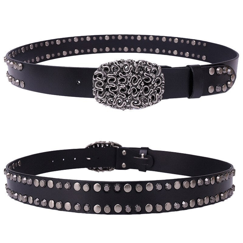 Top Layer Cowhide Rivet Punk Biker Belt