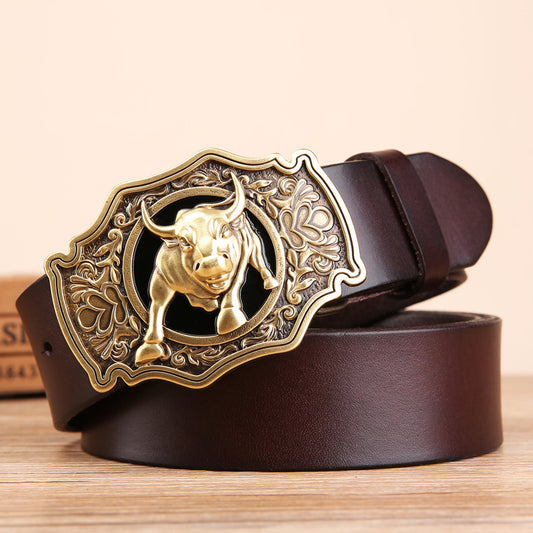 Western Cowhide Belt - Statement Copper Buckle