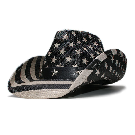 Vintage American Flag Western Straw Cowboy Hat for Men & Women – Star Rivet