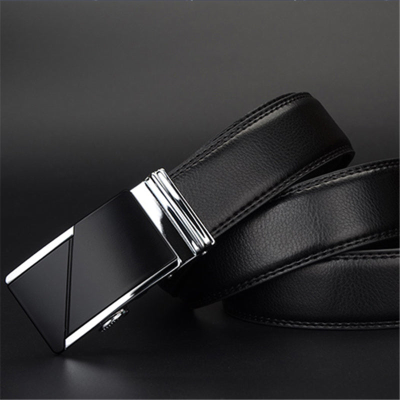 COWATHER Leather Automatic Buckle Statement Belt for Men