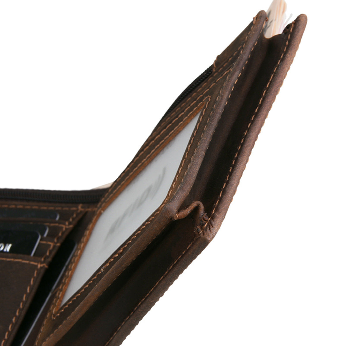 RFID Blocking Crazy Horse Leather Men’s Short Casual Wallet with Multiple Compartments