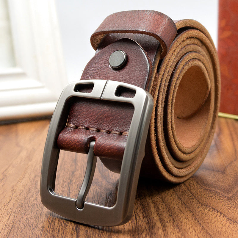 Handmade Retro Soft Leather Belt for Men