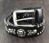 Skull Rivet Cowhide Punk Biker Belt
