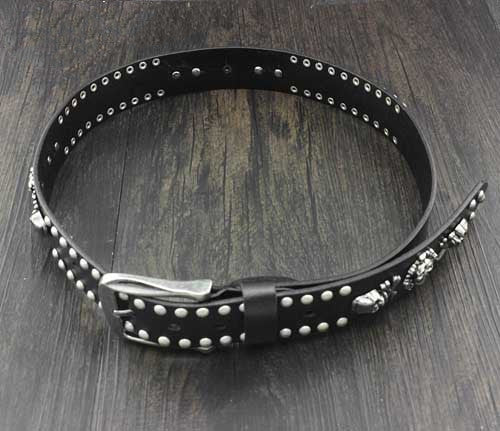 Skull Rivet Cowhide Punk Biker Belt