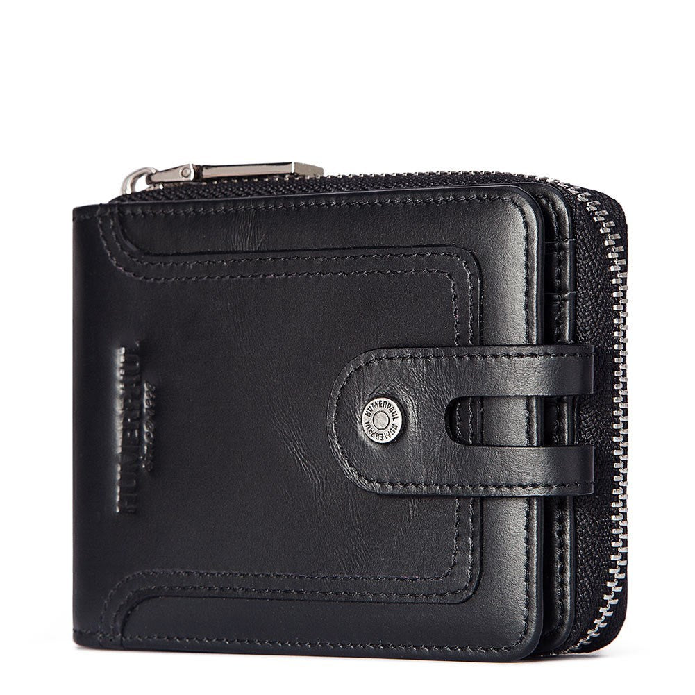 Anti-theft Brush Men's Leather Short Wallet
