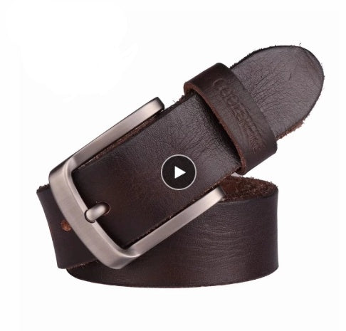 Casual Cowhide Leather Belt - Rivet Detail Durability