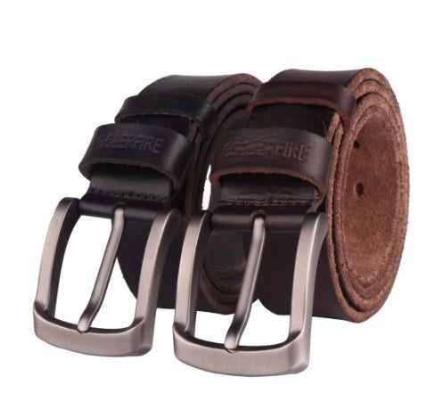 Casual Cowhide Leather Belt - Rivet Detail Durability