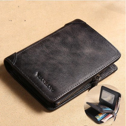 Men’s Leather Trifold Wallet | Compact Non-Woven Design with Organized Storage