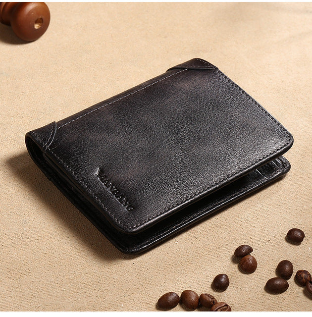 Men’s Leather Trifold Wallet | Compact Non-Woven Design with Organized Storage