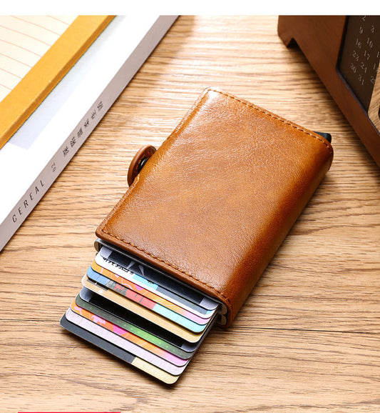 RFID Blocking PU Leather Mini Wallet with Money Clip and Credit Card Holder