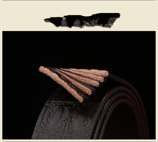 Western Cowhide Leather Belt - Copper Buckle Style
