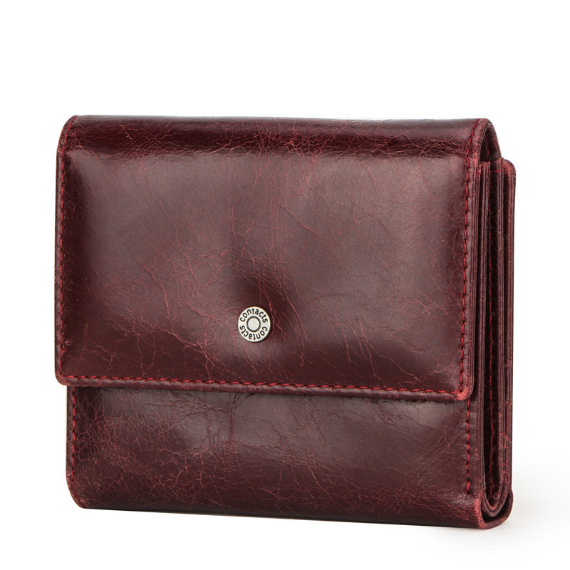 Randy RFID Leather Small Bifold Wallet for Women – Genuine Cowhide