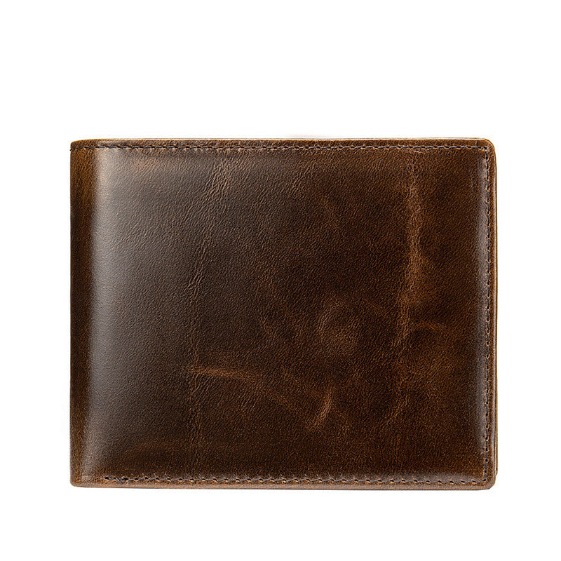 Men’s Business Multi-Card Leather Wallet – Anti-Magnetic, Vintage Short Wallet