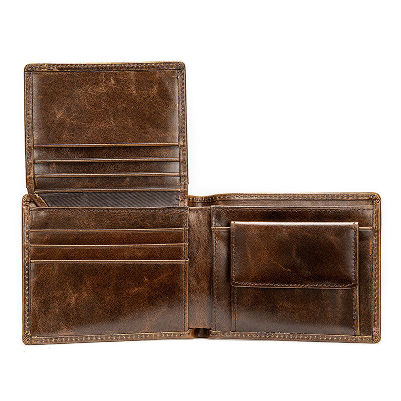 Men’s Business Multi-Card Leather Wallet – Anti-Magnetic, Vintage Short Wallet