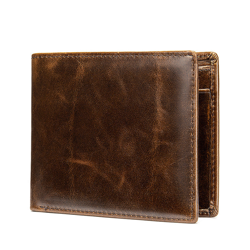 Men’s Business Multi-Card Leather Wallet – Anti-Magnetic, Vintage Short Wallet