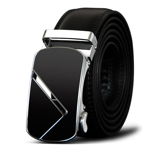 Business Casual Cowhide Leather Belt - Automatic Fit Comfort