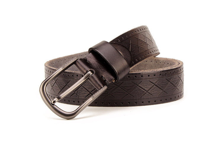 Men's Leather Pin Buckle Belt – Head Layer Cowhide