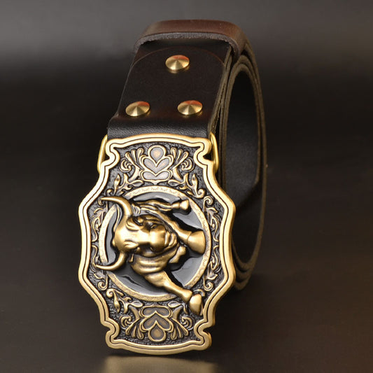 Western Cowhide Leather Belt - Durable Everyday Fit