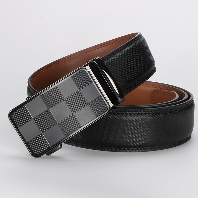 Men’s Statement Cow Leather Belt with Lattice Automatic Buckle