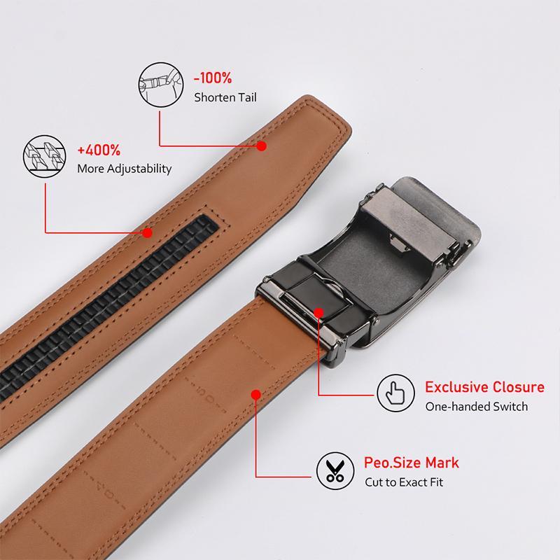 Men’s Statement Cow Leather Belt with Lattice Automatic Buckle