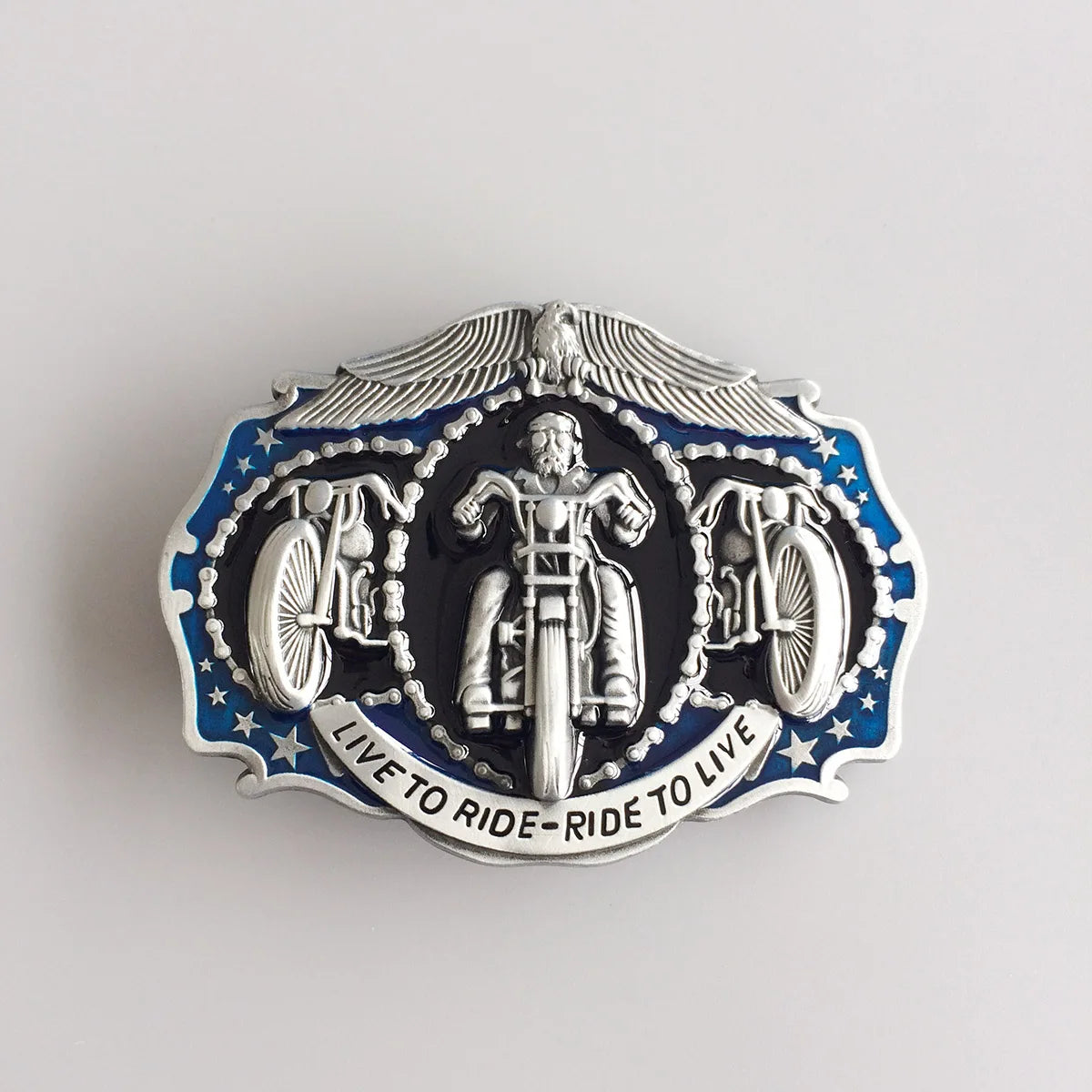 Live to Ride Ride to Live Men's Motorcycle Belt Buckle - Vintage Style Enamel
