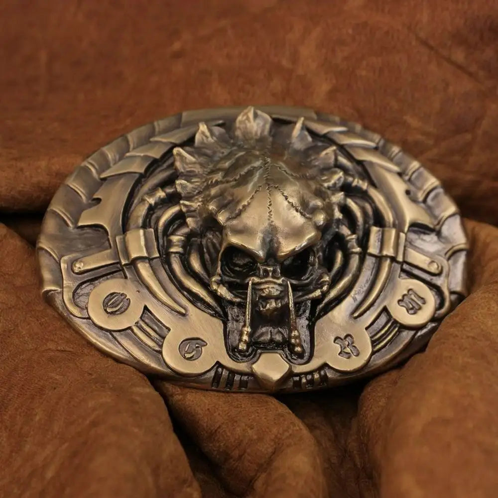 Men's 925 Sterling Silver AVP Predator Belt Buckle - Biker Punk Style