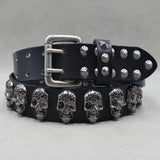 Unisex Genuine Western Leather Cross Rivet Punk Belt - Hip Hop Style