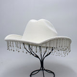 Warped Top Hat With Diamond Tassel Western Cowboy Hat