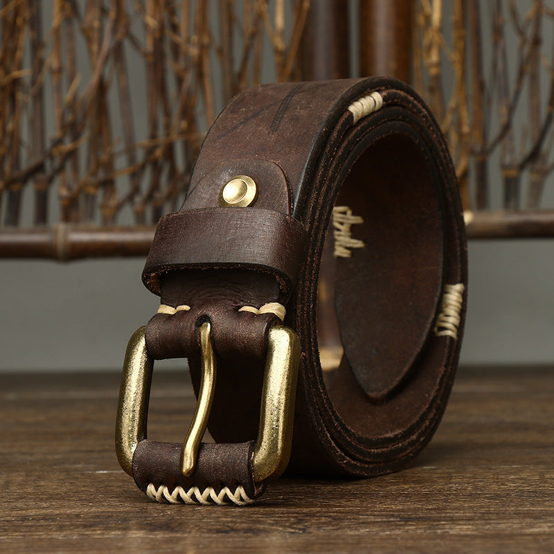 Handmade Retro Cowhide Leather Belt for Men