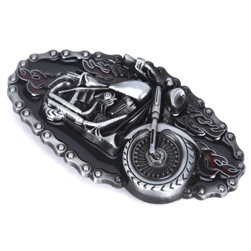 Men's Vintage Motorcycle Biker Belt Buckle - Alloy Flame Cowboy Style