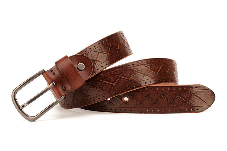 Men's Leather Pin Buckle Belt – Head Layer Cowhide