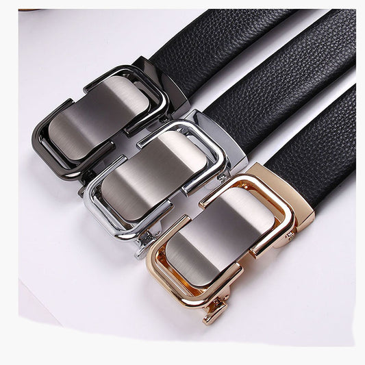 Men’s Casual Cowhide Ratchet Leather Belt - Auto Fit Comfort