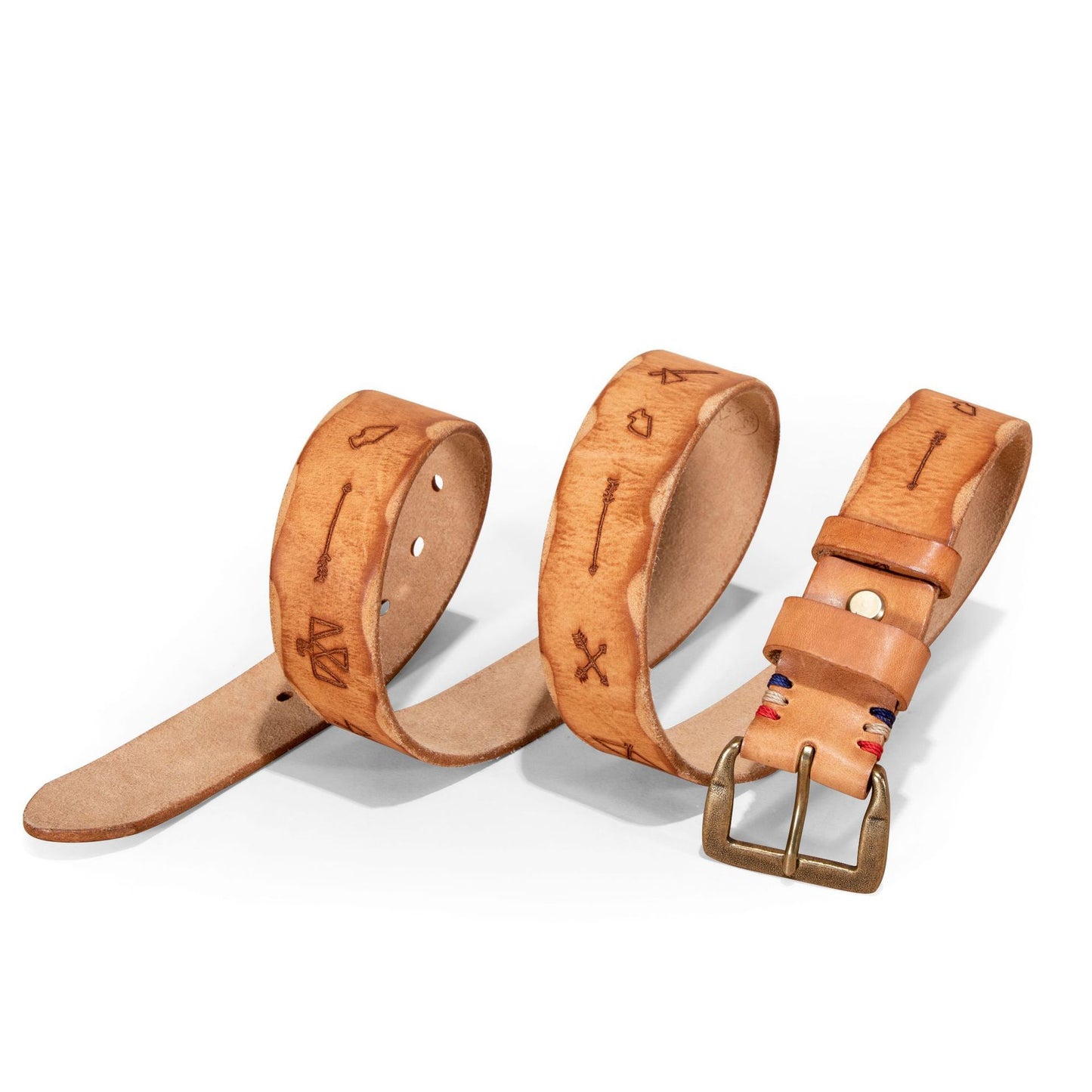 Men’s Vegetable Tanned Cowhide Leather Belt with Brass Buckle