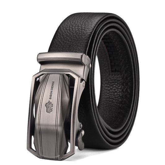 Men’s Business Leather Ratchet Belt - Sleek Automatic Fit
