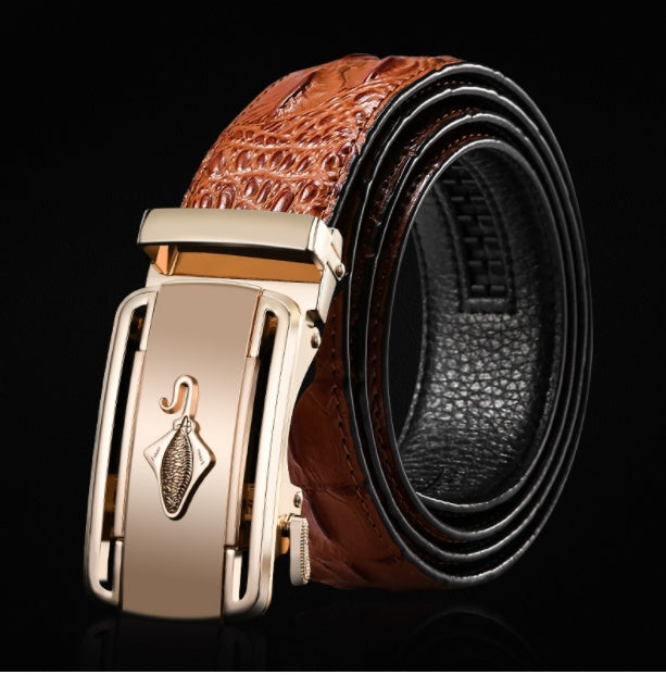Men’s Statement Leather Belt with Automatic Buckle