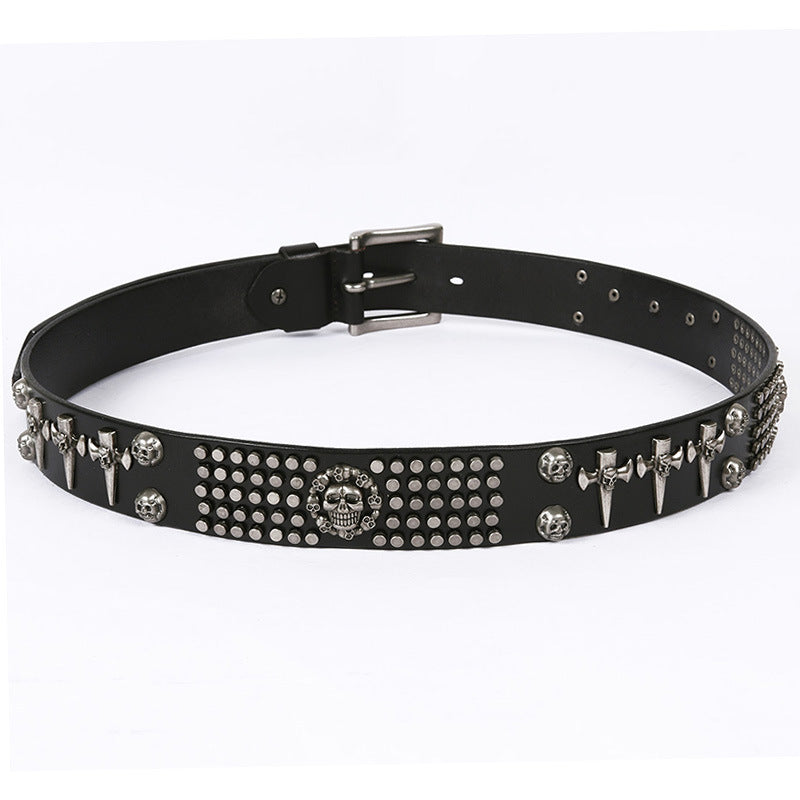 Punk Skull Head Leather Belt for Men