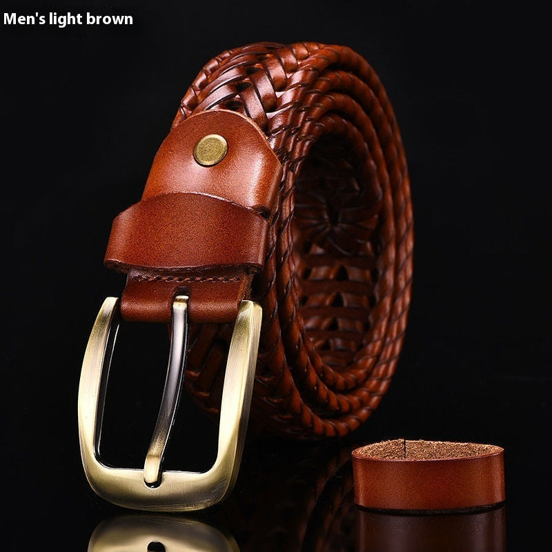 Handmade Leather Pin Buckle Belt – Casual Couple Style