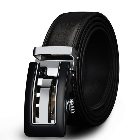 Business Casual Cowhide Leather Belt - Solid Alloy Buckle