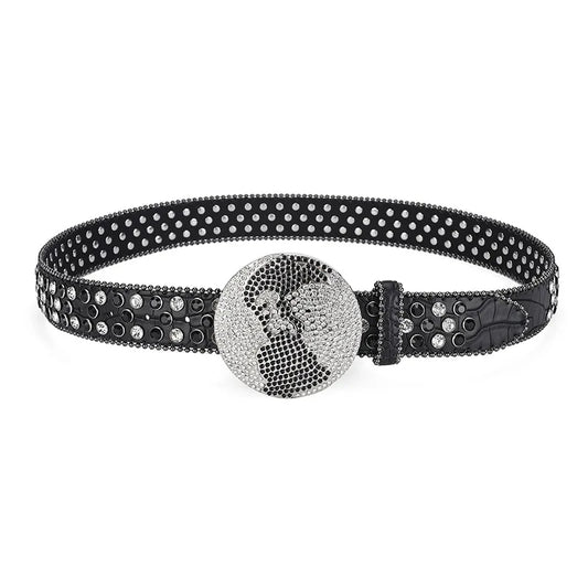 Western Rhinestone Belt - Crystal Buckle Statement Style
