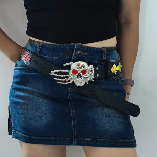 Gothic Lychee PU Leather Belt - Bold Statement Style