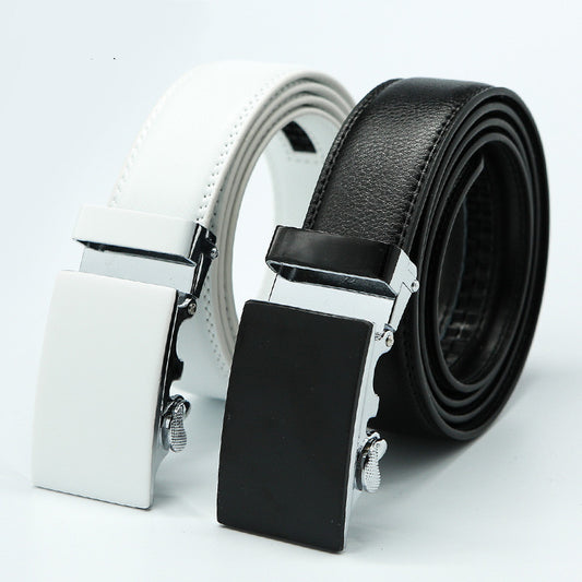 Casual Glossy Leather Belt - Auto Buckle Easy Fit