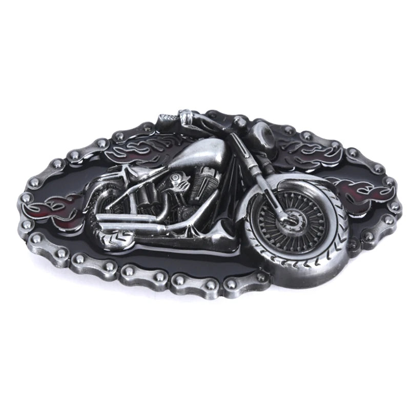Men's Vintage Motorcycle Biker Belt Buckle - Alloy Flame Cowboy Style